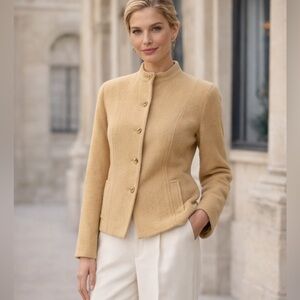 Vintage WORTH Genuine Camel Hair Blazer Cropped Jacket Quiet Luxury Size 8